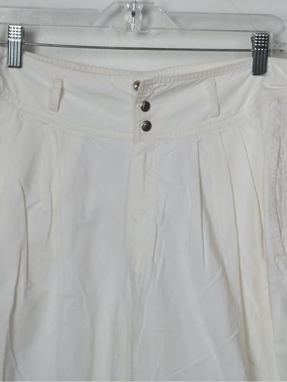 Men's Cream Pleated Chinos with Button Waist